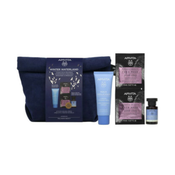 Apivita Promo Winter Waterland Aqua Beelicious Comfort Hydrating Cream Rich Texture 40ml & Gentle Cleansing Face Mask Pink Clay 2x8ml & Aqua Beelicious Hydrating Toner 20ml (Box 2023)