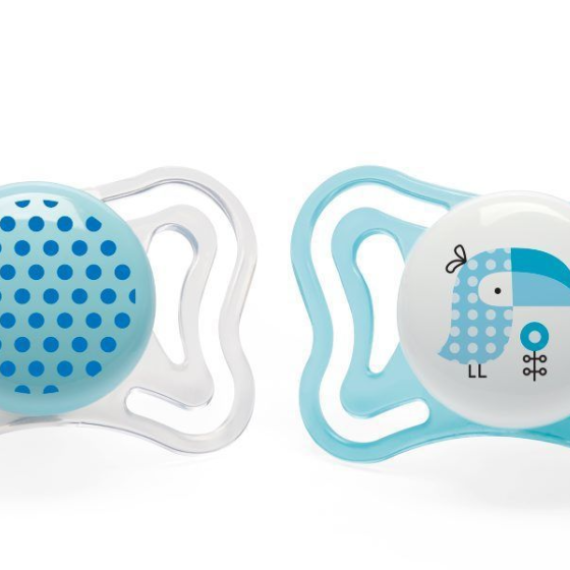 Chicco PhysioForma Πιπίλα σιλικόνης (2 τμχ.) 2-6 μηνών - γαλάζιο/πουά/παπαγαλάκι