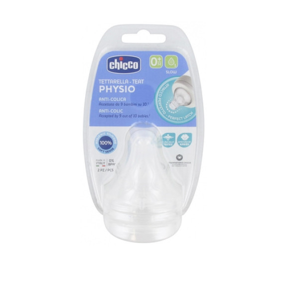 Chicco Θηλή Σιλικόνης Κανονική Ροή 0m+ 2τμχ