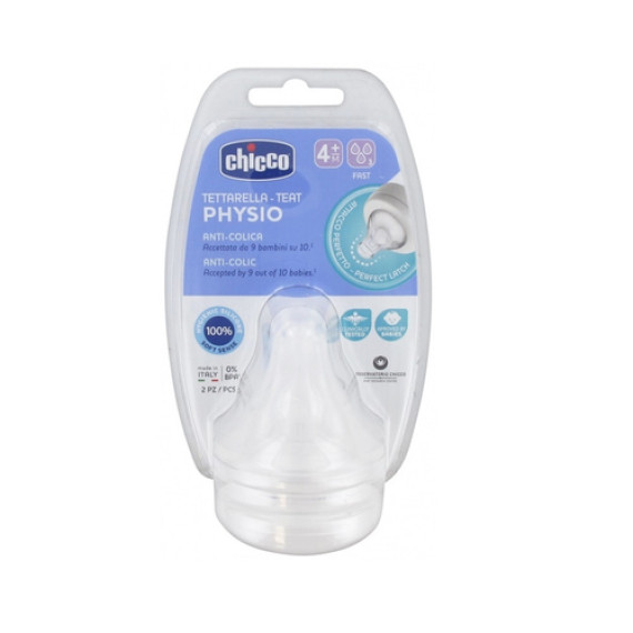 Chicco Physio Anti-Colic Θηλή Σιλικόνης Γρήγορη Ροή 4m+ 2τμχ