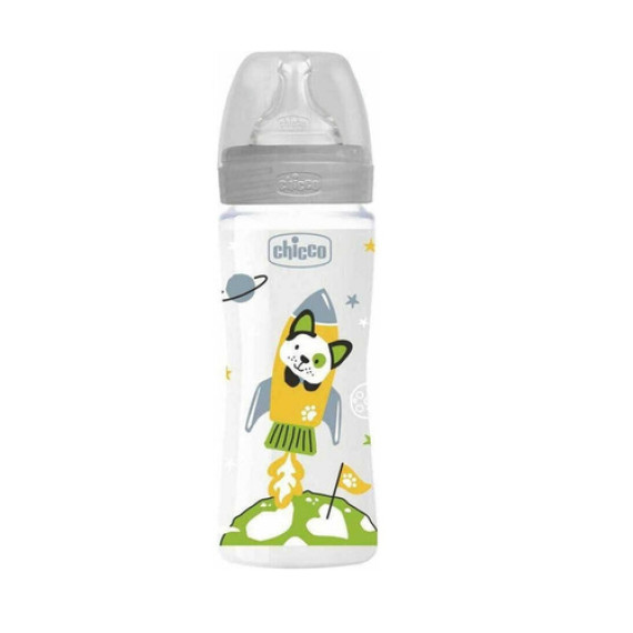 Chicco Well Being - Πλαστικό Μπιμπερό ΘΣ Unisex Γρήγορης Ροής 4m+ 330ml 
