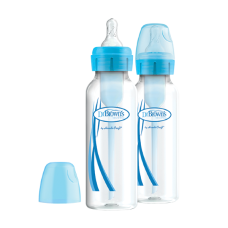 Dr. Brown's Natural Flow® Options+™ Πλαστικό Μπιμπερό Με Στενό Λαιμό 250ml. Σιέλ 2 τεμ.