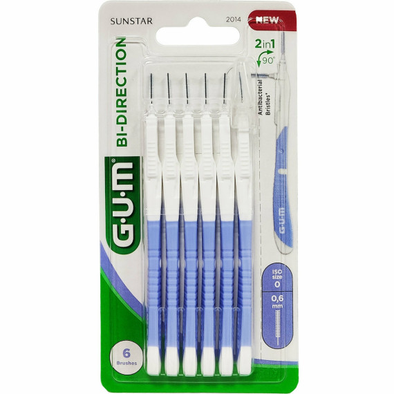 GUM Bi-Direction Μεσοδόντια Βουρτσάκια 0.6mm Μωβ 6τμχ GUM Bi-Direction Μεσοδόντια Βουρτσάκια 0.6mm Μωβ 6τμχ