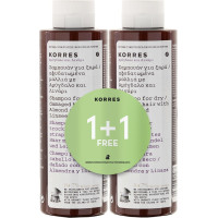 Korres Almond & Linseed Σαμπουάν για Αναδόμηση/Θρέψη για Ξηρά Μαλλιά 2x250ml