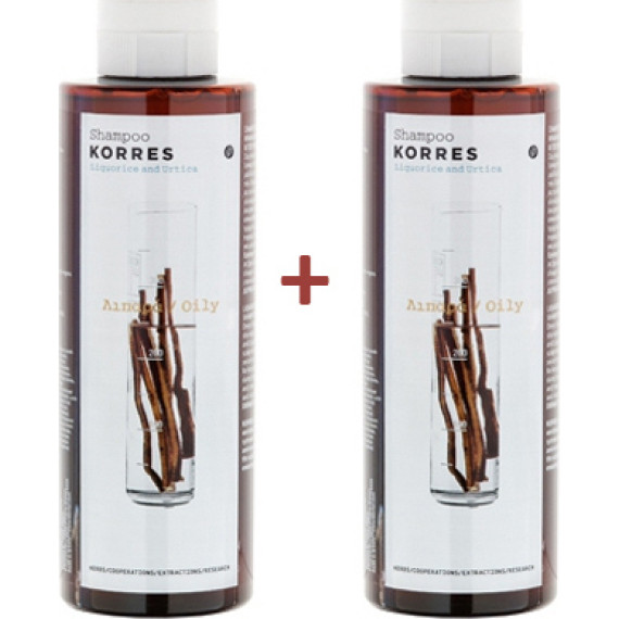 Korres Licorice & Urtica Σαμπουάν Λιπαρά Μαλλιά 2x250ml