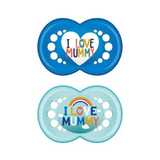 Mam Ι Love Mummy Πιπίλα Σιλικόνης Μπλε-Θαλασσί 16+ 2τμχ 265S