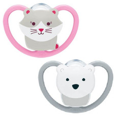 Nuk Πιπίλα Σιλικόνης Space Γατάκι/Αρκουδάκι 18-36 Μηνών 2 Τεμάχια