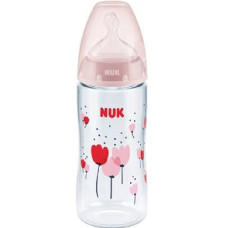 NUK First Choice+ Πλαστικό Μπιμπερό με Δείκτη Ελέγχου Θερμοκρασίας Θηλή Σιλικόνης Ροζ 6-18m (XL) 360ml 