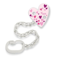 NUK Αλυσίδα Πιπίλας Με Κρίκο Καρδιά Ροζ (10.751.534) 1τμχ