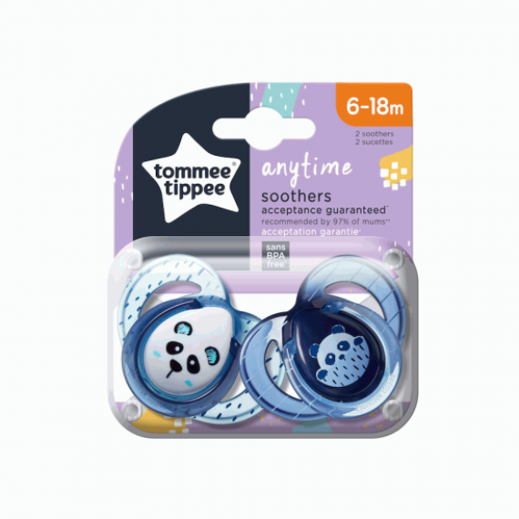Tommee Tippee Πιπίλες σιλικόνης Anytime blue 6-18m (2τμχ)