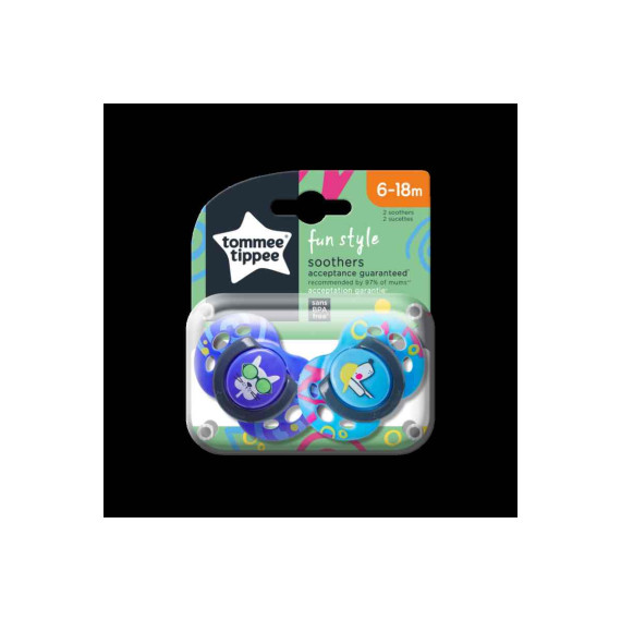 Tommee Tippee Πιπίλες σιλικόνης FUN 6-18m (2τμχ)