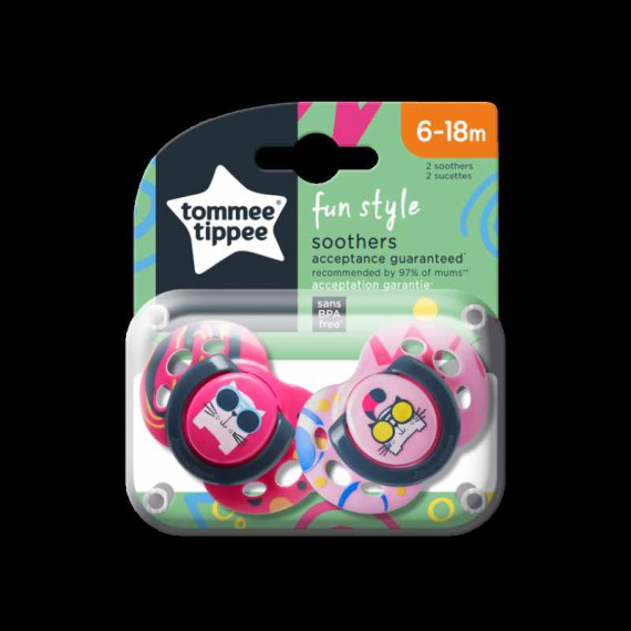 Tommee Tippee Πιπίλες σιλικόνης FUN 6-18m (2τμχ)