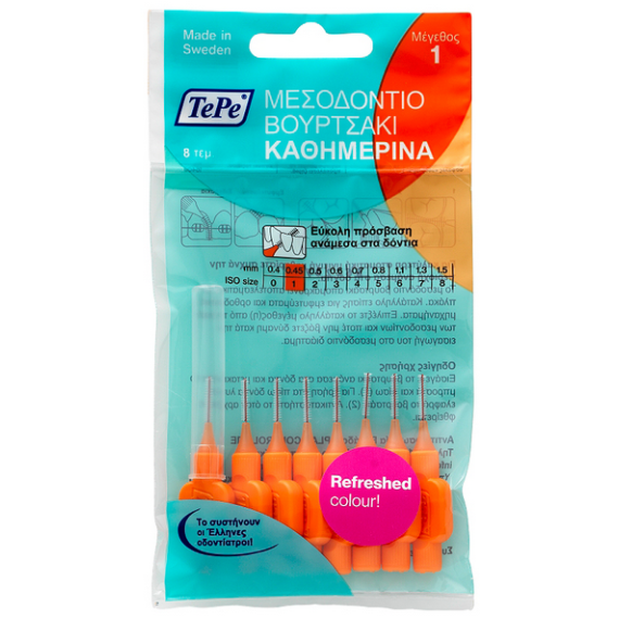  TePe Μεσοδόντια Βουρτσάκια No1 Πορτοκαλί 0.45mm 6τμχ 