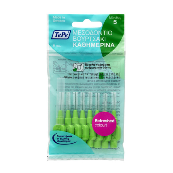 TePe Μεσοδόντια Βουρτσάκια Νο5 Πράσινο 0.8mm 8τμχ