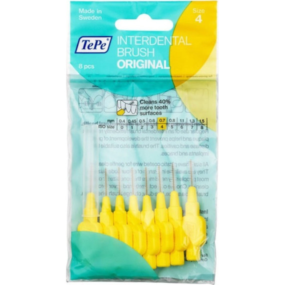 TePe Μεσοδόντια Βουρτσάκια No4 Κίτρινο 0.7mm 8τμχ TePe Μεσοδόντια Βουρτσάκια No4 Κίτρινο 0.7mm 8τμχ